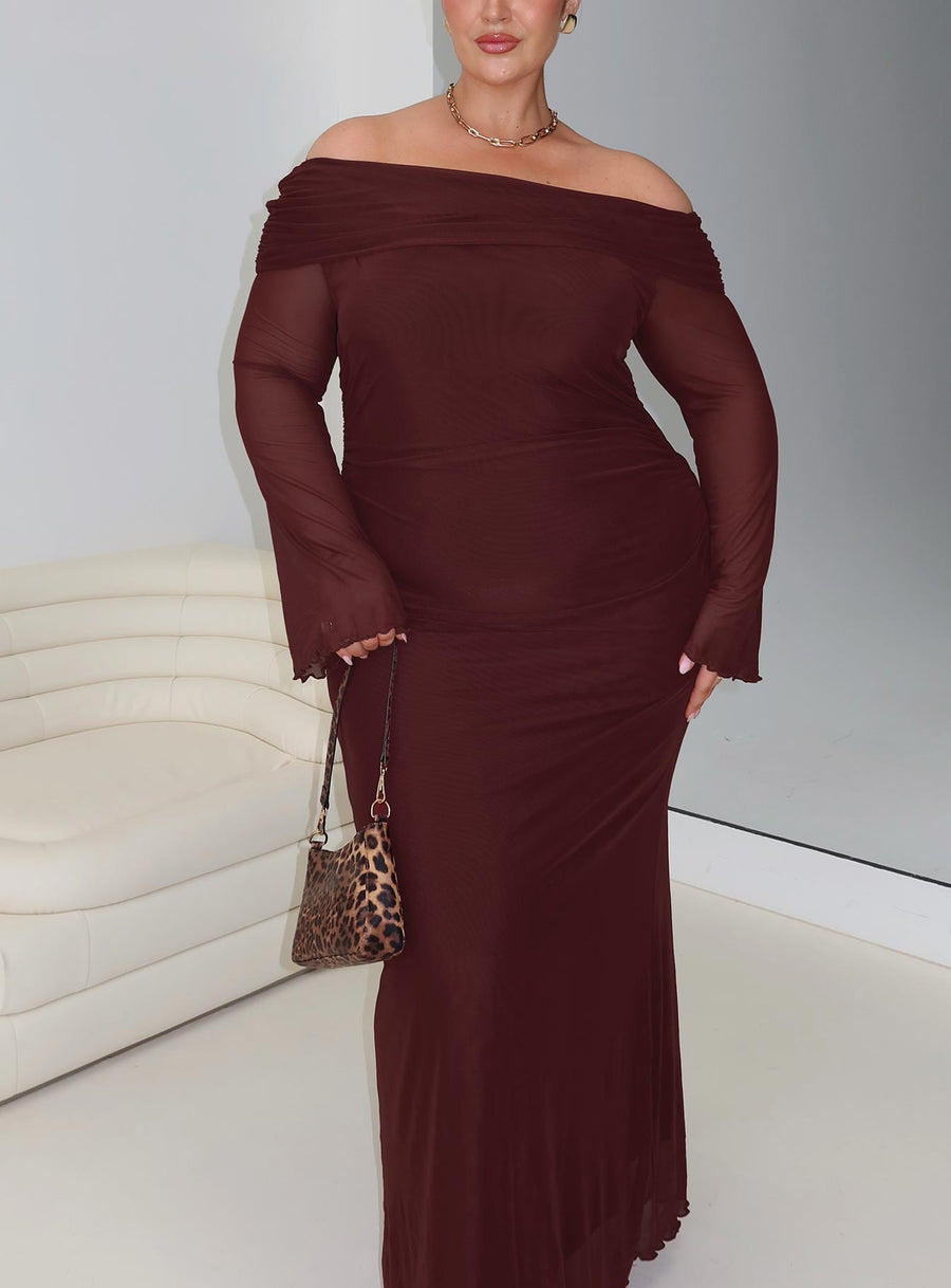 Consideration Long Sleeve Maxi Dress Chocolate Curve · photo 1
