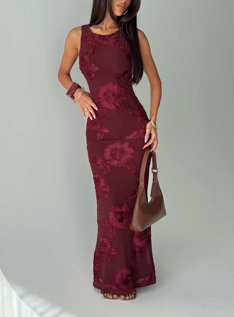 Fionna Floral Maxi Dress Burgundy · photo 1