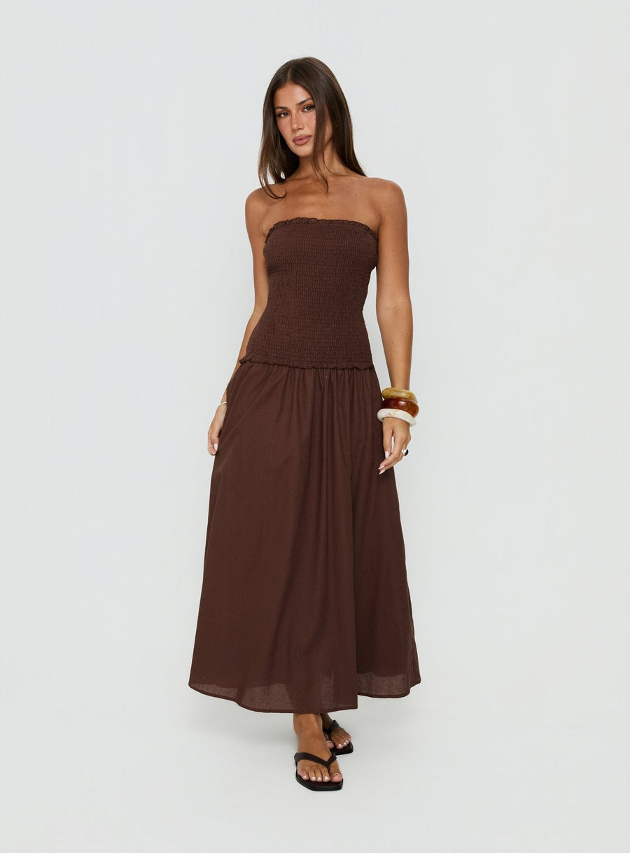 Tinsie Strapless Maxi Dress Chocolate Brown · photo 1