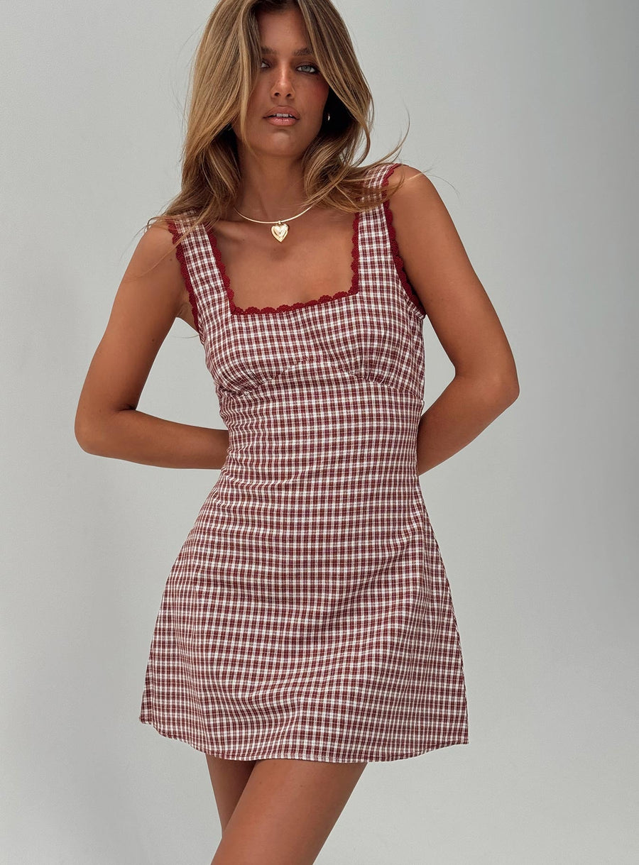 Dasha Mini Dress Red Check · photo 1