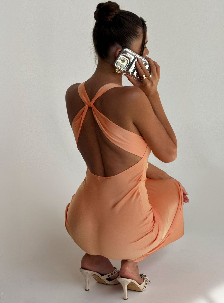 Isitt Cowl Crossover Back Maxi Dress Orange · photo 1