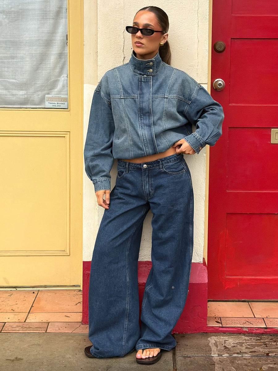 Ramos Low Rise Wide Leg Jeans Mid Blue Wash · photo 1
