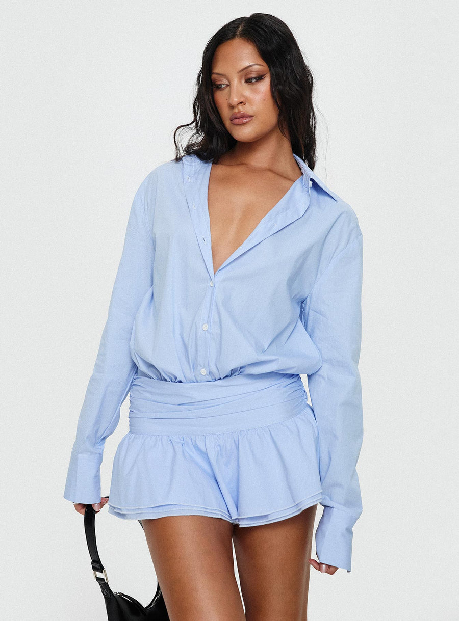 Girls Girls Girls Long Sleeve Mini Dress Blue · photo 1