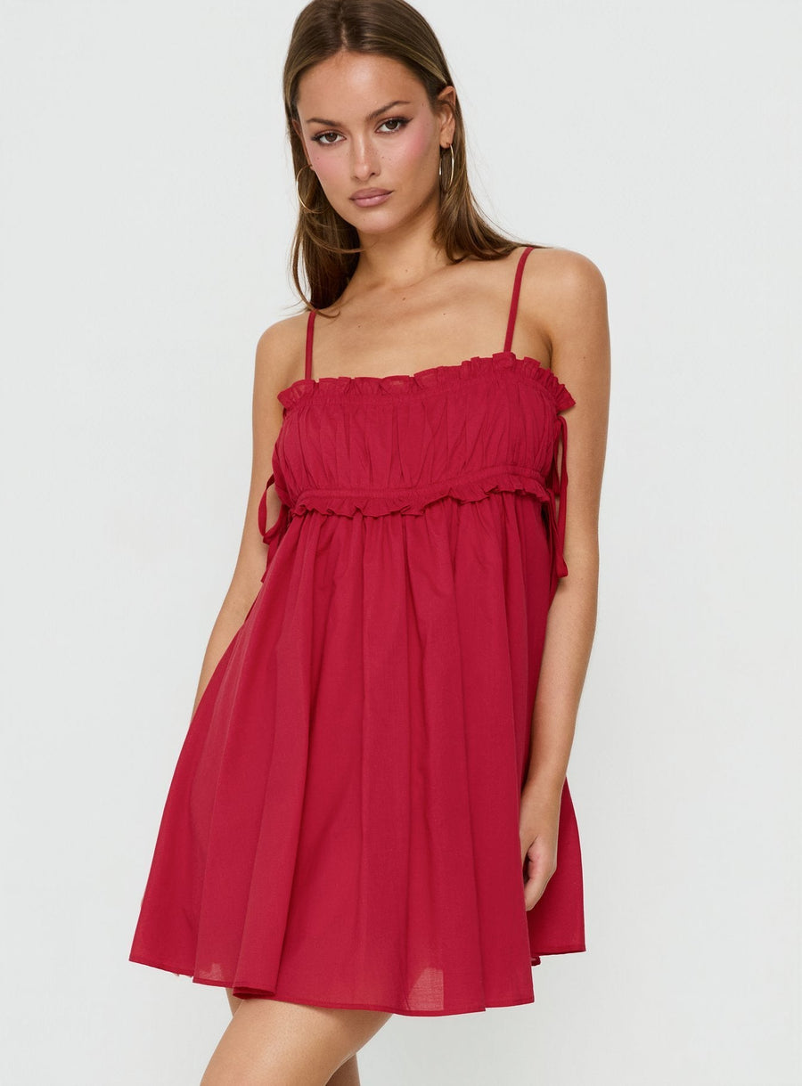 Beya Ruched Bust Mini Dress Red · photo 1