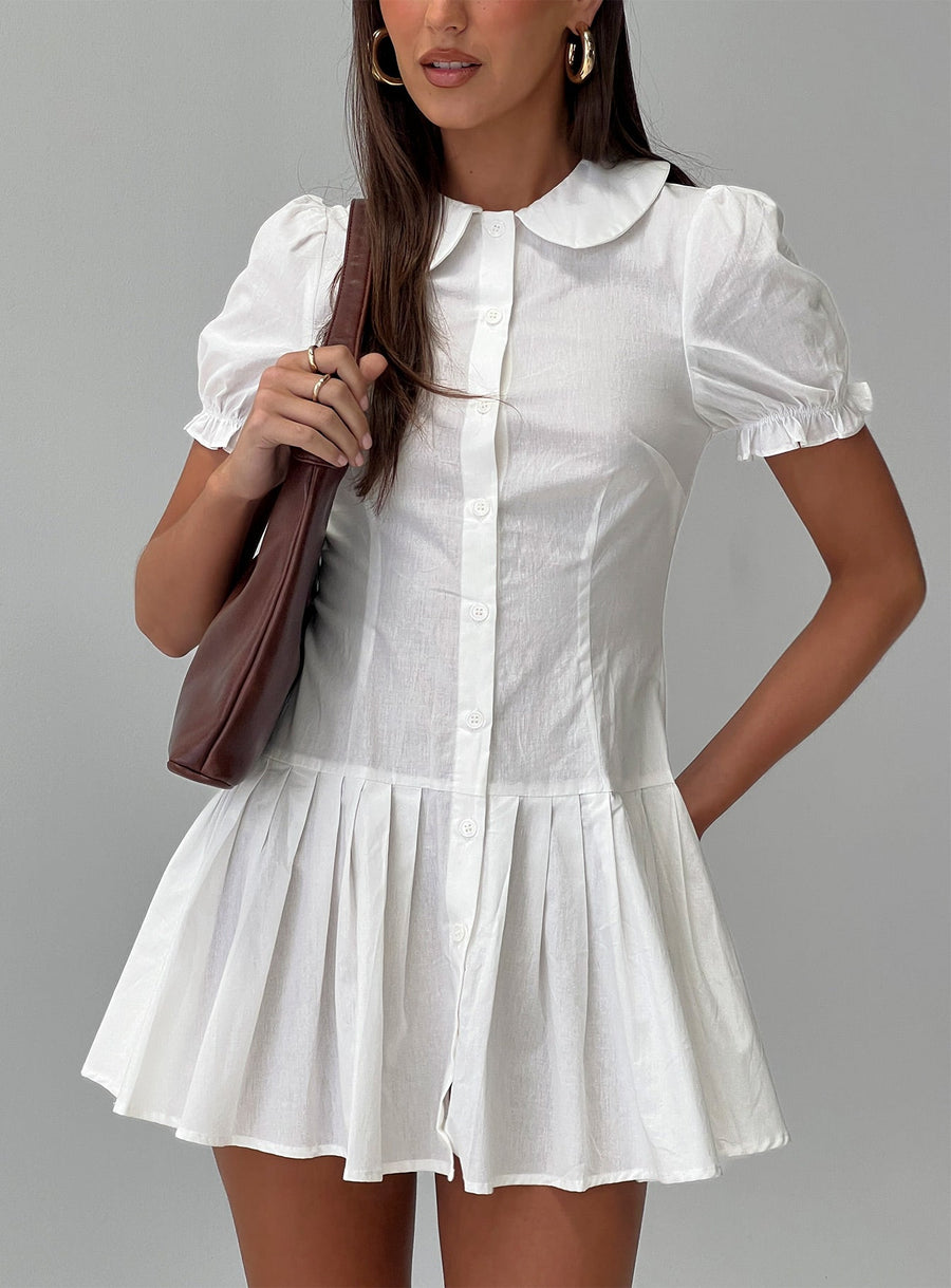 Lisette Pleat Mini Dress White · photo 1