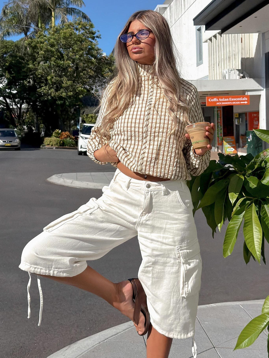 Hudsen Longline Cargo Shorts Cream · photo 9