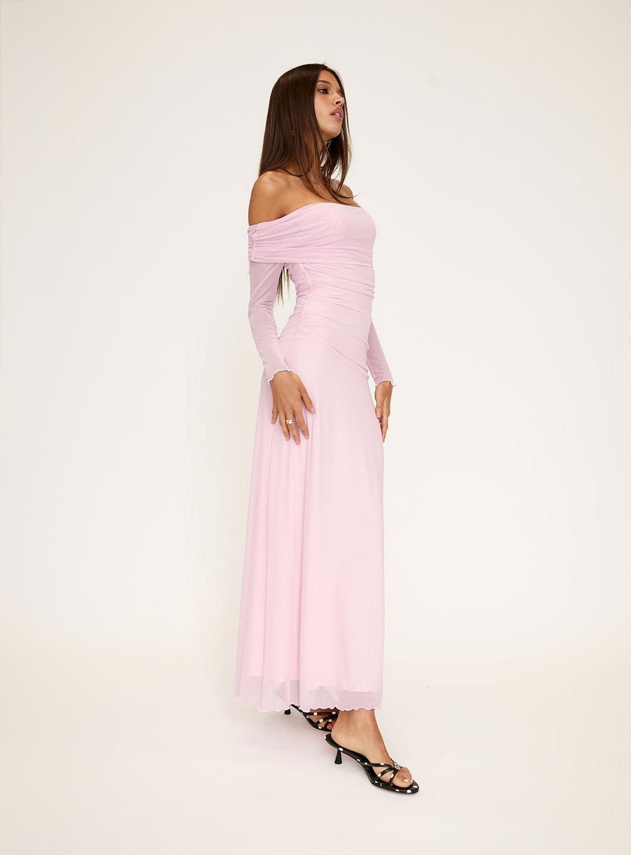 Emorissa Off Shoulder Long Sleeve Maxi Dress Soft Pink · photo 1