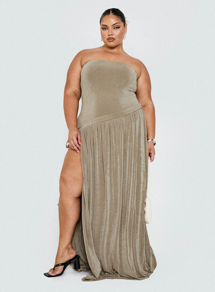 Inka Strapless Maxi Dress Taupe Curve · photo 1