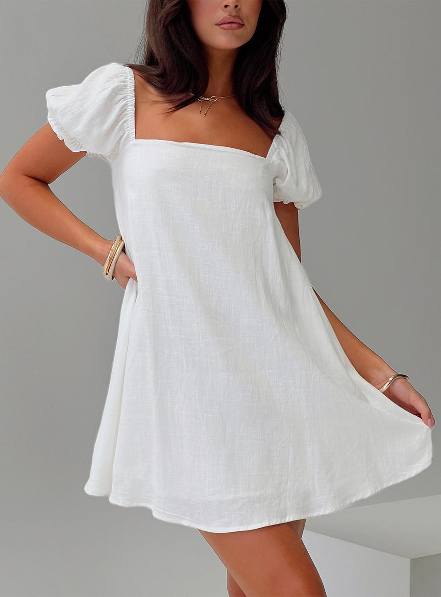 Beyond Linen Blend Mini Dress White · photo 1