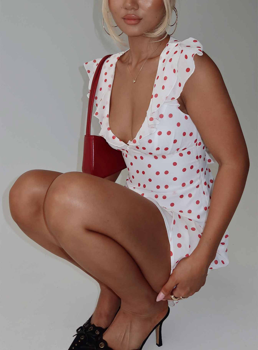 I Guess So Mini Dress White / Burgundy · photo 1