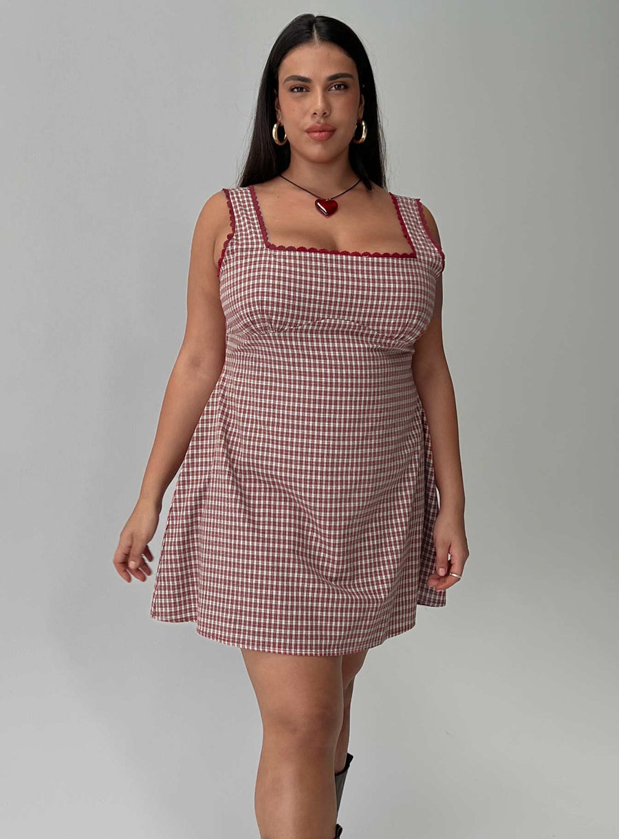 Dasha Mini Dress Red Check Curve · photo 1