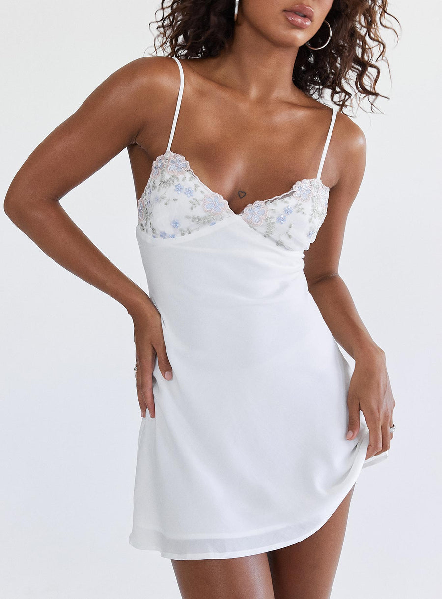 Hintz Satin Mini Dress White · photo 8