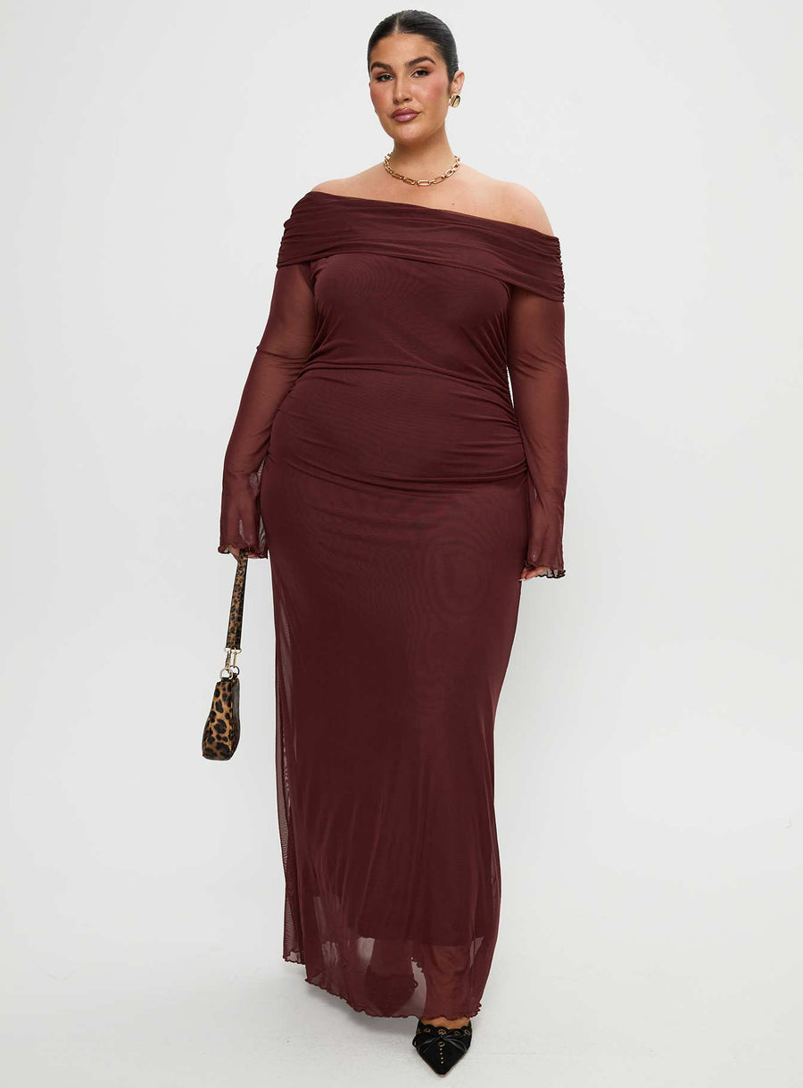 Consideration Long Sleeve Maxi Dress Chocolate Curve · photo 2