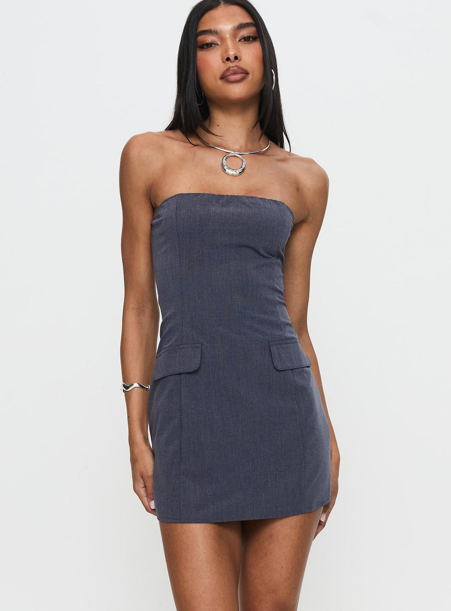 Langdon Strapless Mini Dress Charcoal · photo 2