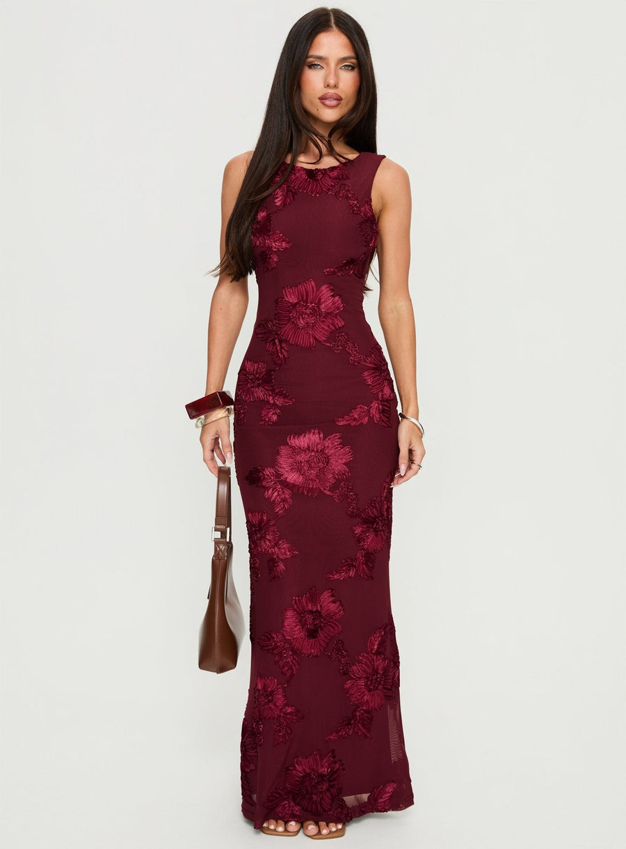 Fionna Floral Maxi Dress Burgundy · photo 2