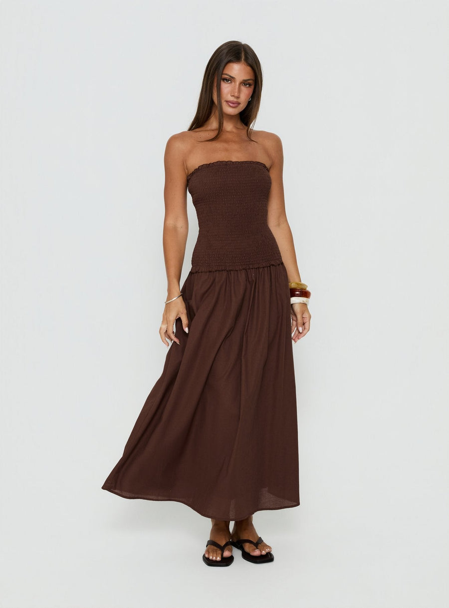 Tinsie Strapless Maxi Dress Chocolate Brown · photo 2