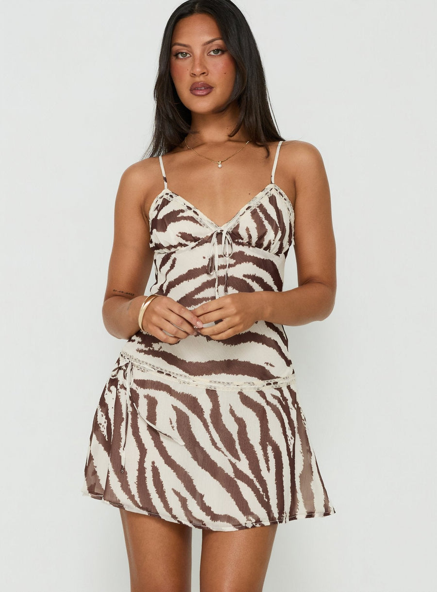 Starsigns Lace V Neck Mini Dress Zebra · photo 2