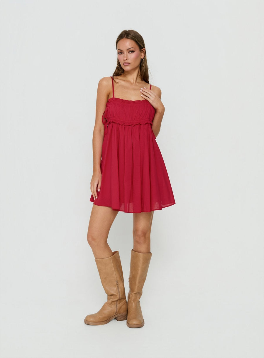 Beya Ruched Bust Mini Dress Red · photo 2