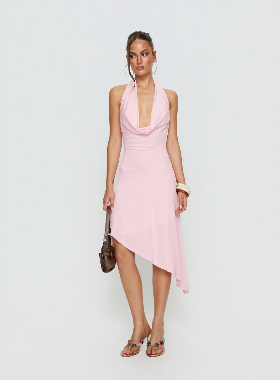Yesina Halter Jersey Midi Dress Pink · photo 2