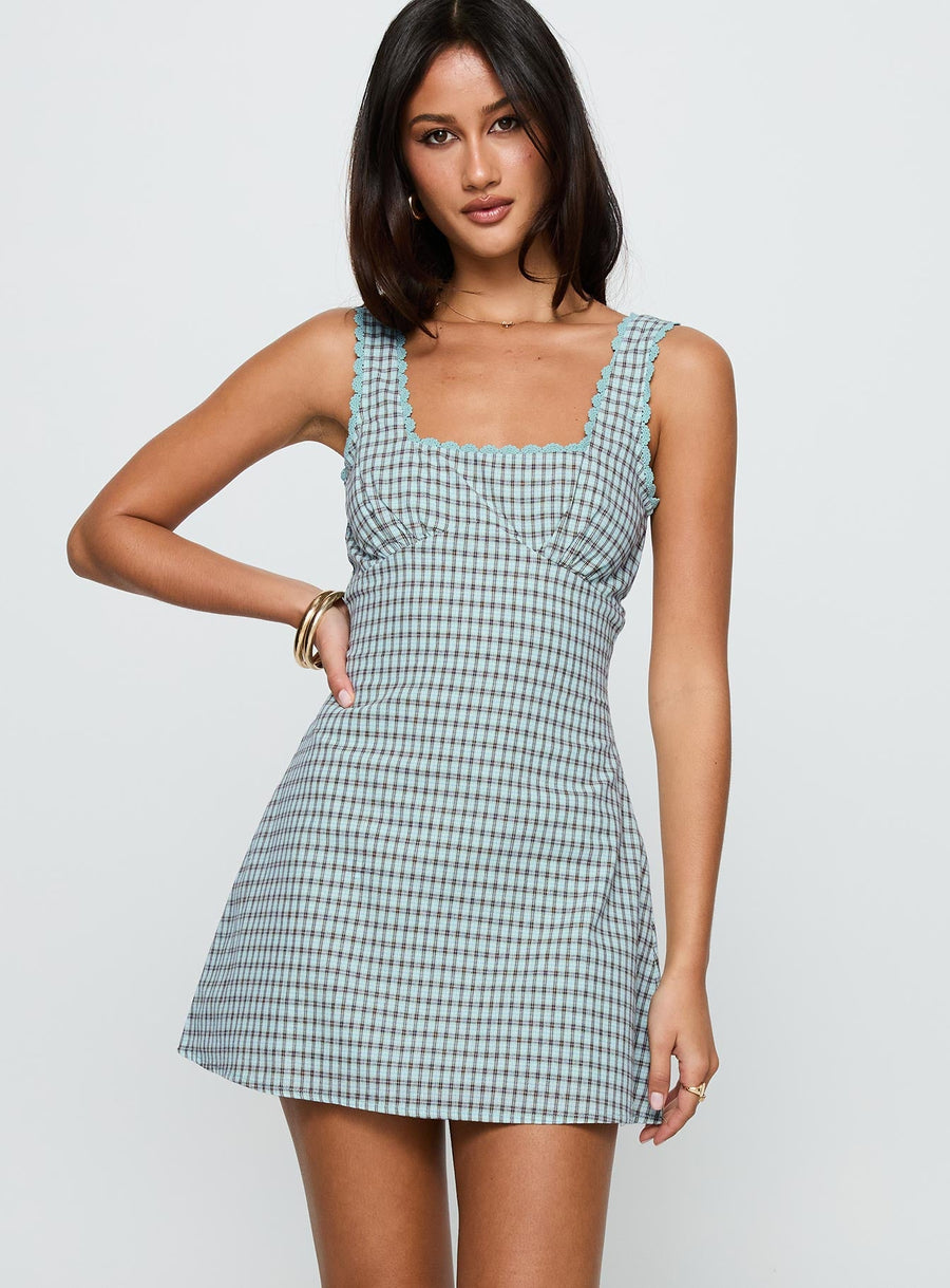 Dasha Mini Dress Blue / Brown Check · photo 2