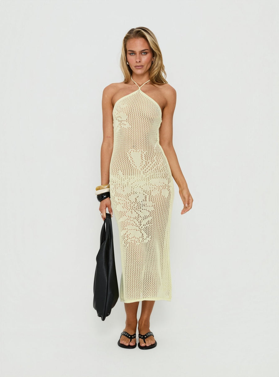 Sebelle Halter Crochet Maxi Dress Yellow · photo 2
