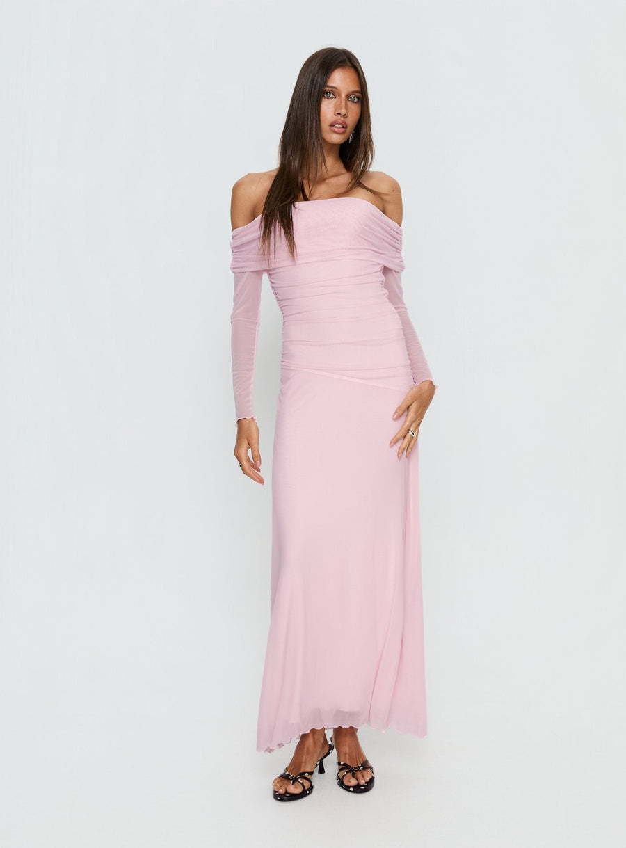 Emorissa Off Shoulder Long Sleeve Maxi Dress Soft Pink · photo 2