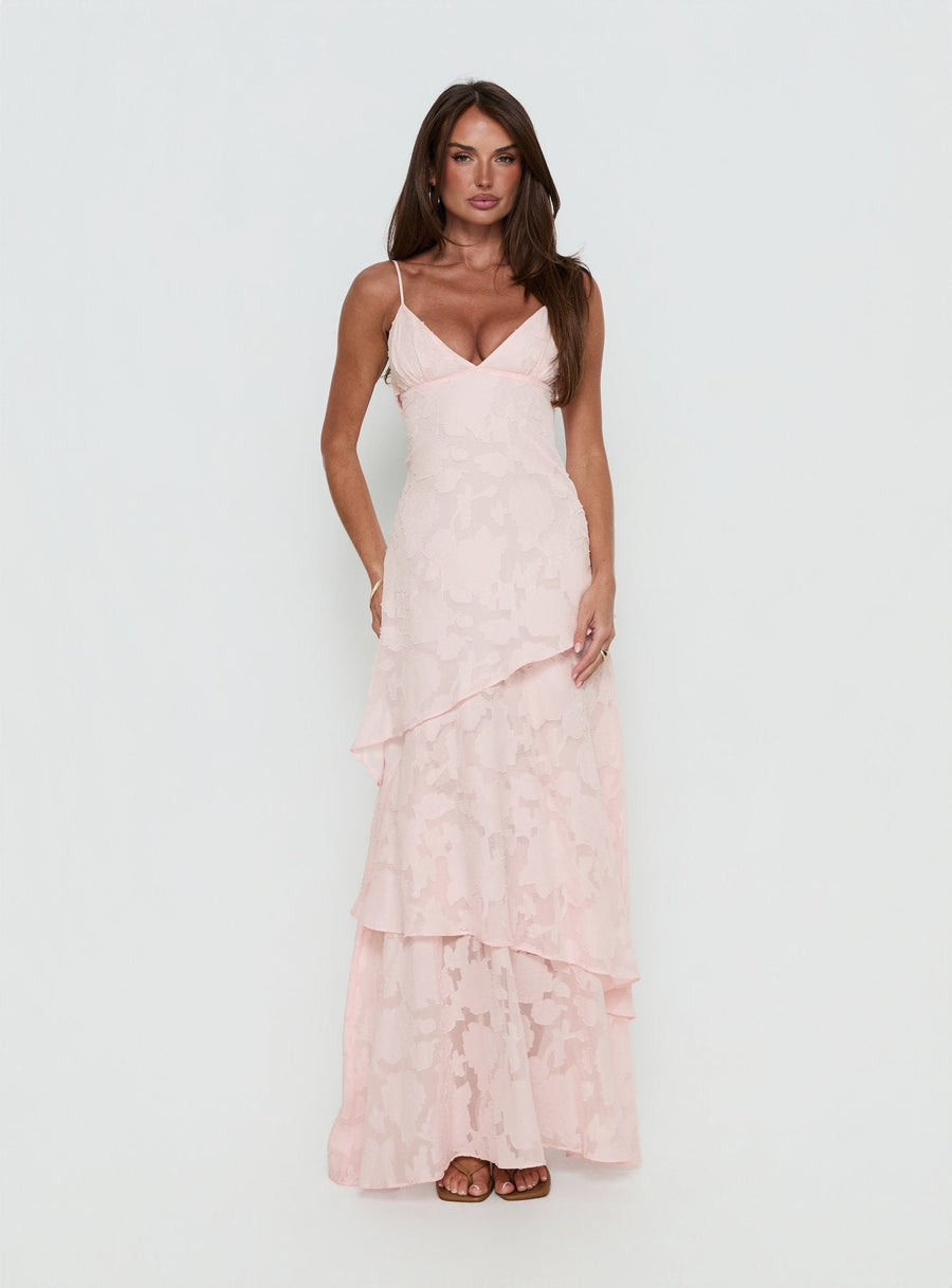 Lyricah Tiered Tie Back Maxi Dress Pink · photo 2