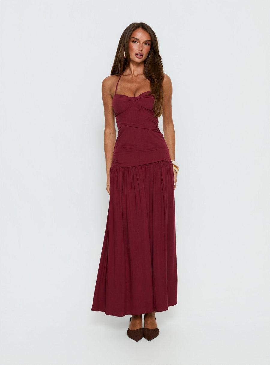 Marguerite Halter Maxi Dress Ruby Wine · photo 1
