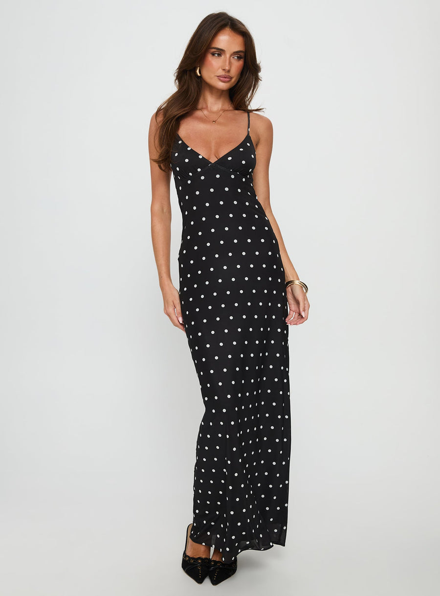 Glass Half Full Mesh Maxi Dress Black Polka · photo 2
