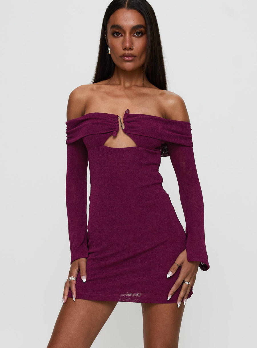 Firenza Long Sleeve Mini Dress Purple · photo 2