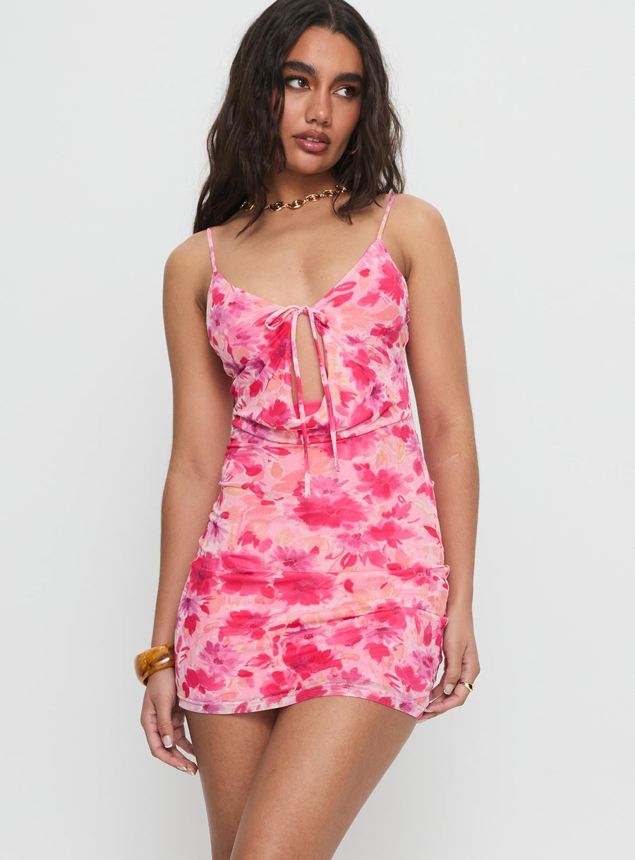 Irisse Keyhole Mini Dress Pink Floral · photo 1