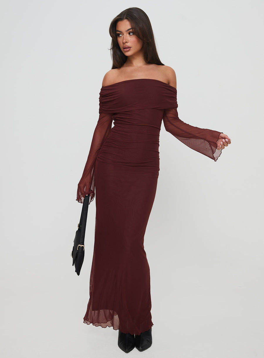 Consideration Long Sleeve Maxi Dress Chocolate · photo 1