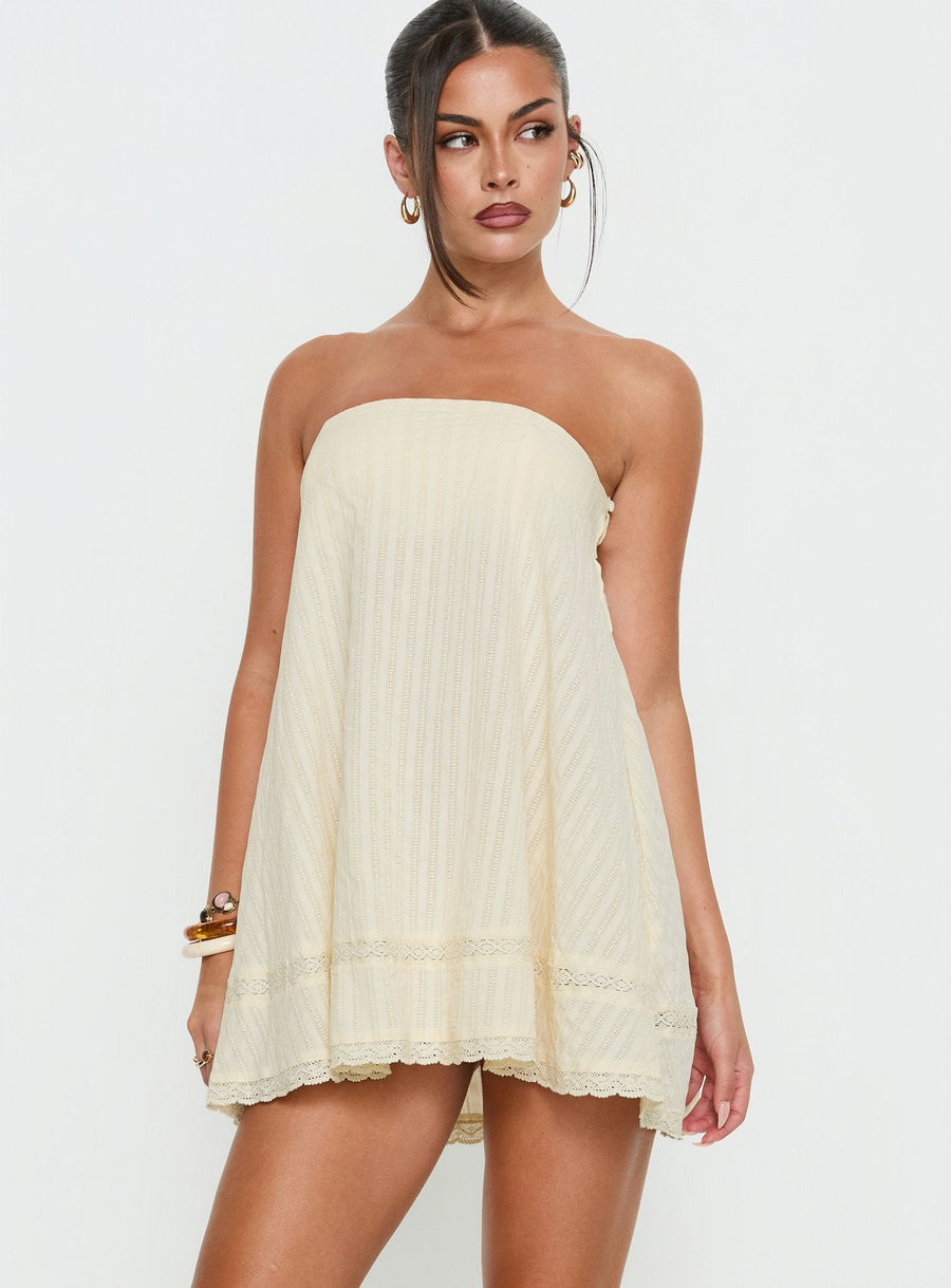 Gypsea Strapless Swing Mini Dress Butter Yellow · photo 2