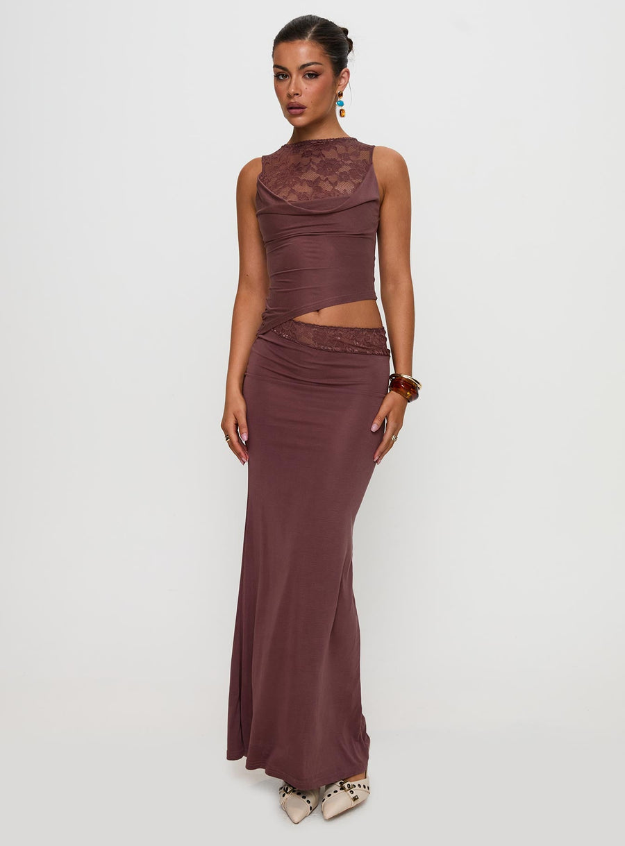 Vesperine Lace Maxi Dress Cocoa Brown · photo 2