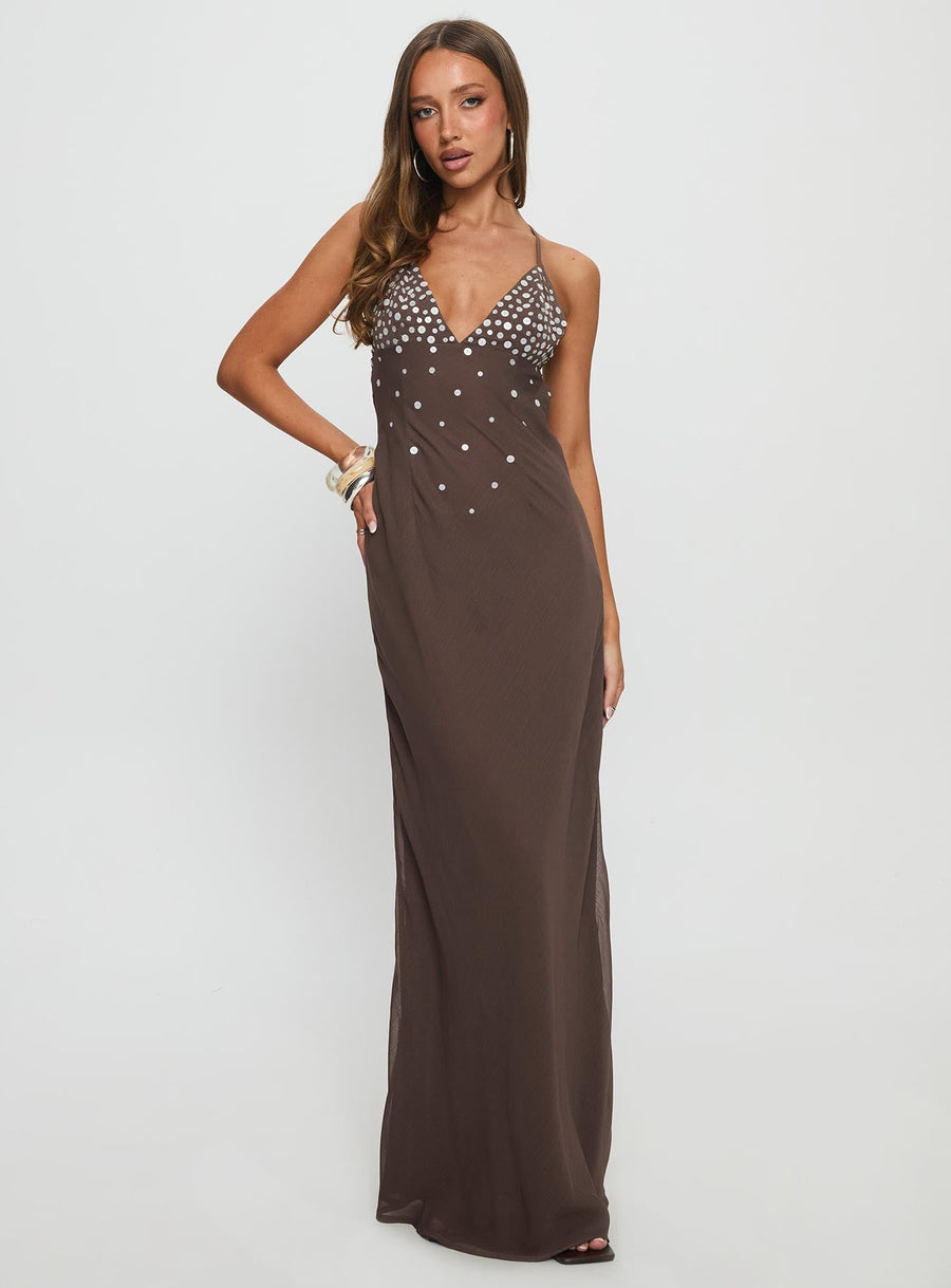 Dannelle Sequin Maxi Dress Brown · photo 2