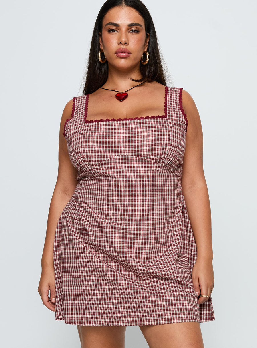 Dasha Mini Dress Red Check Curve · photo 2