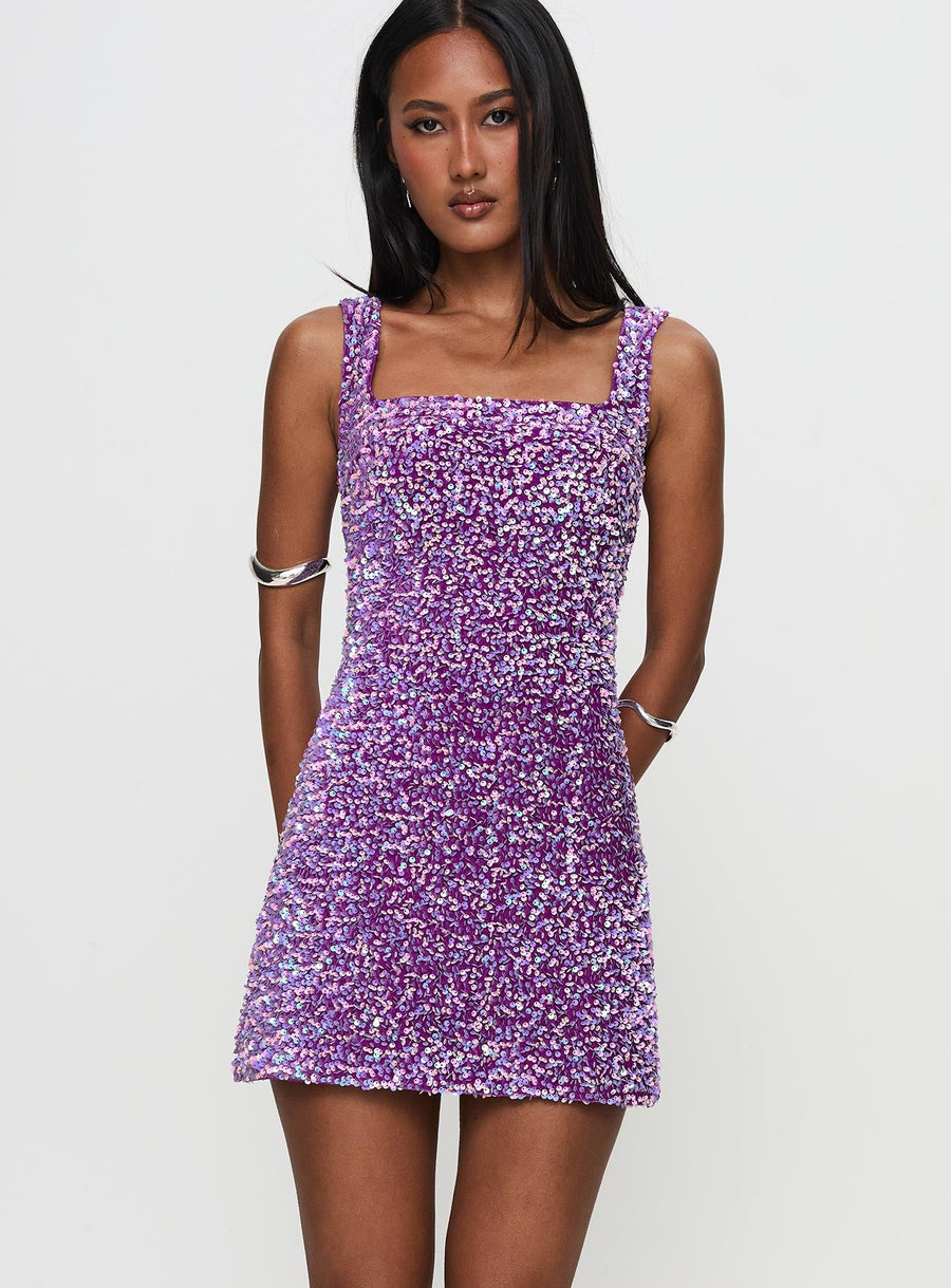 Miss Me Sequin Mini Dress Purple · photo 2