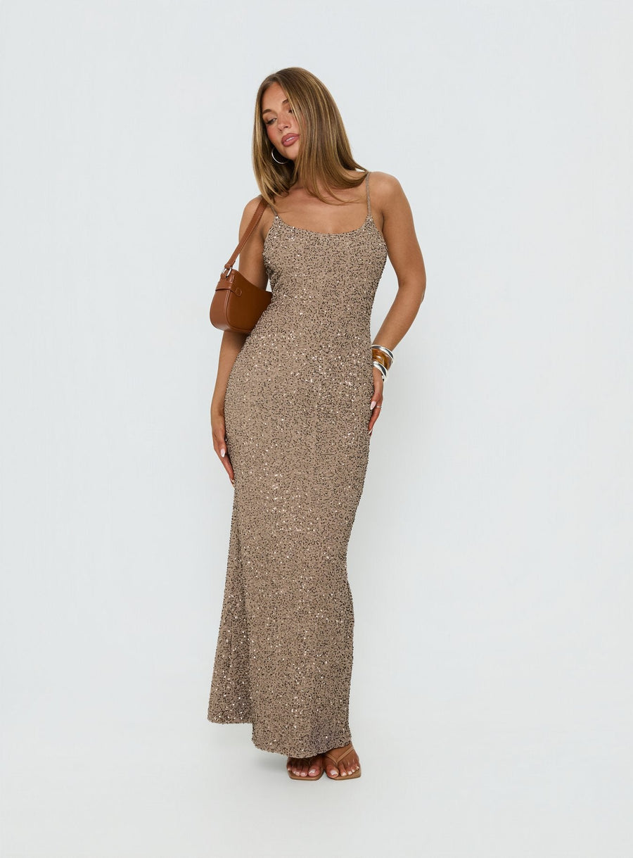 Knox Maxi Dress Brown Sequin · photo 2