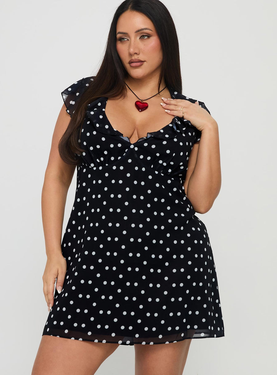 I Guess So Mini Dress Black Polka Dot Curve · photo 2