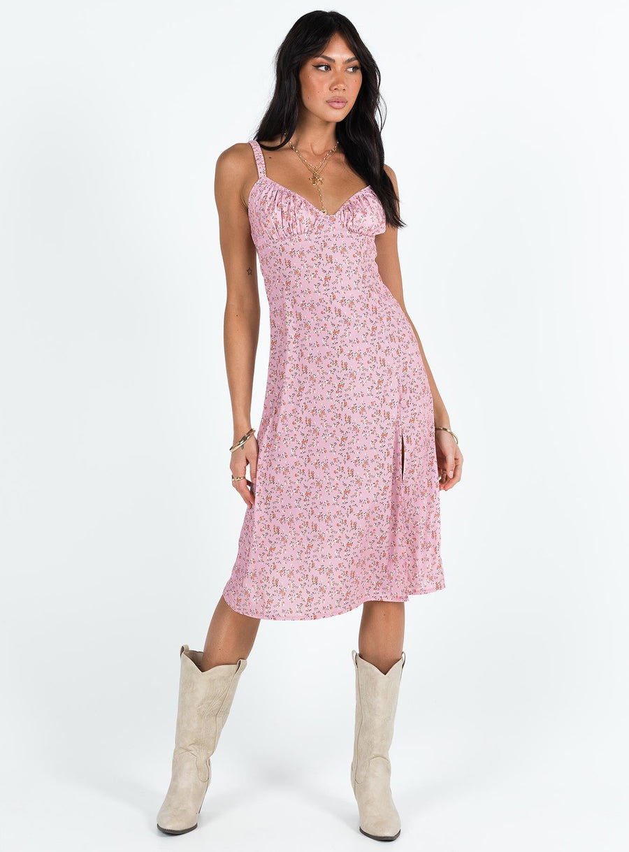 Georgia Midi Dress Pink Floral · photo 3