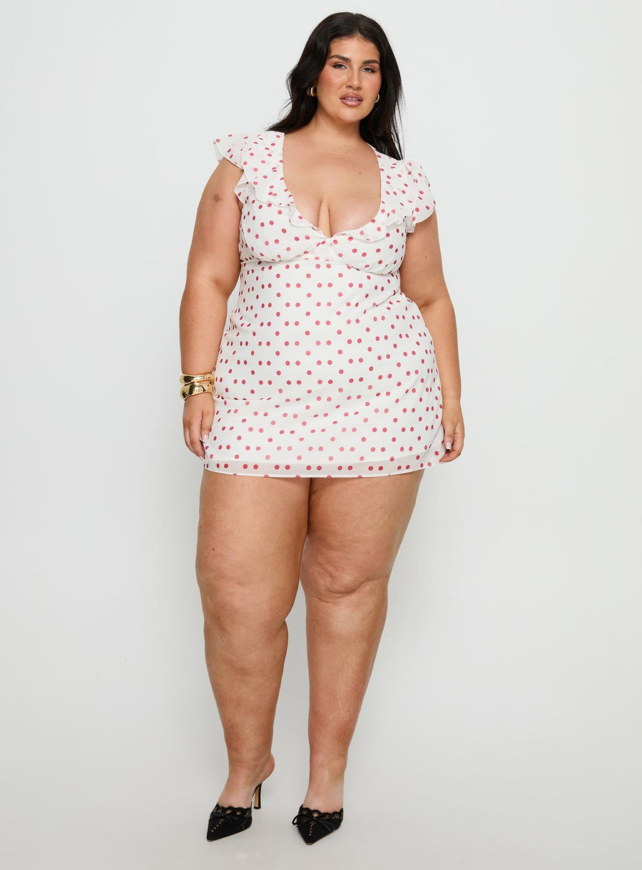I Guess So Mini Dress White / Burgundy Curve · photo 3