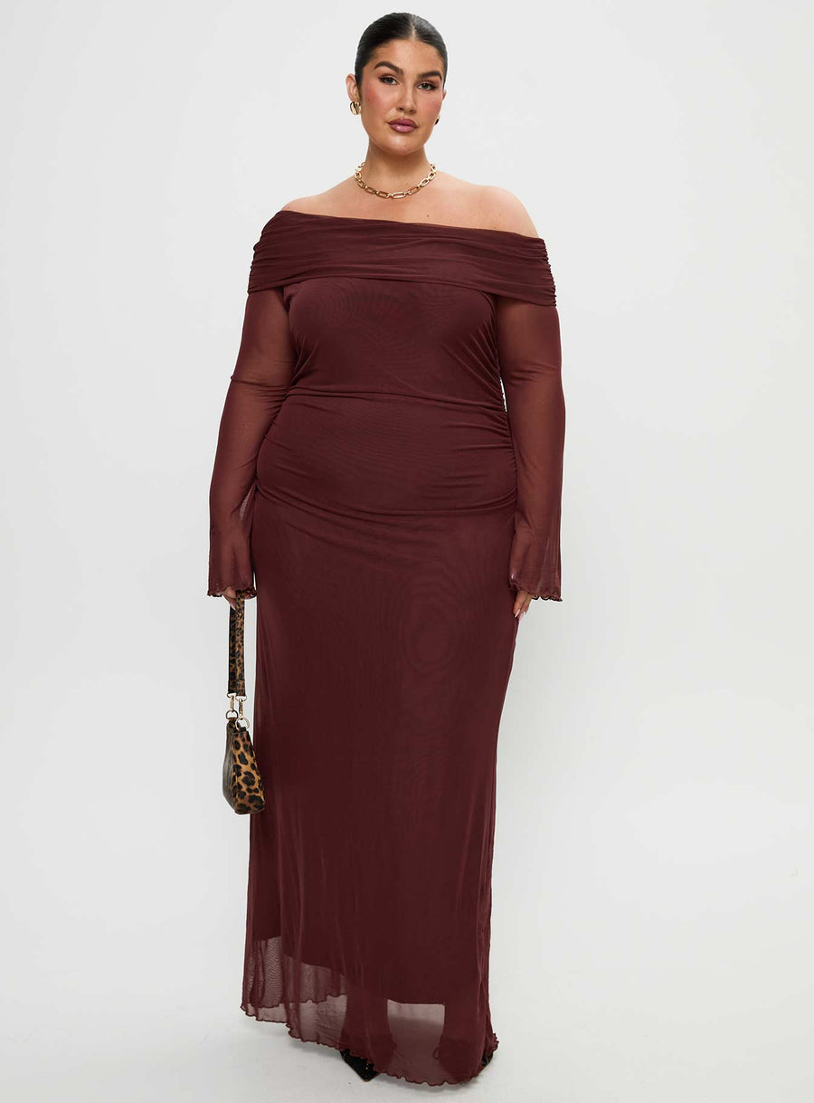 Consideration Long Sleeve Maxi Dress Chocolate Curve · photo 3