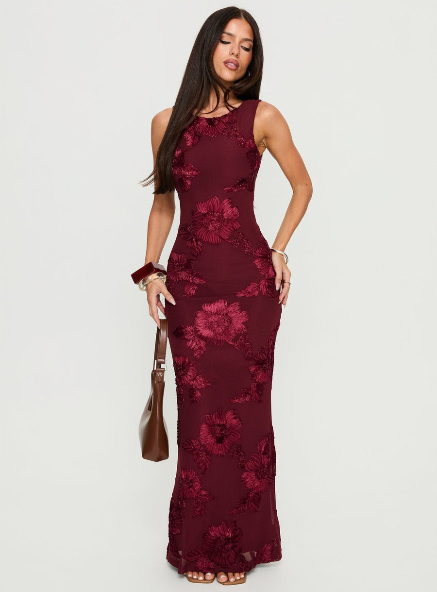 Fionna Floral Maxi Dress Burgundy · photo 3