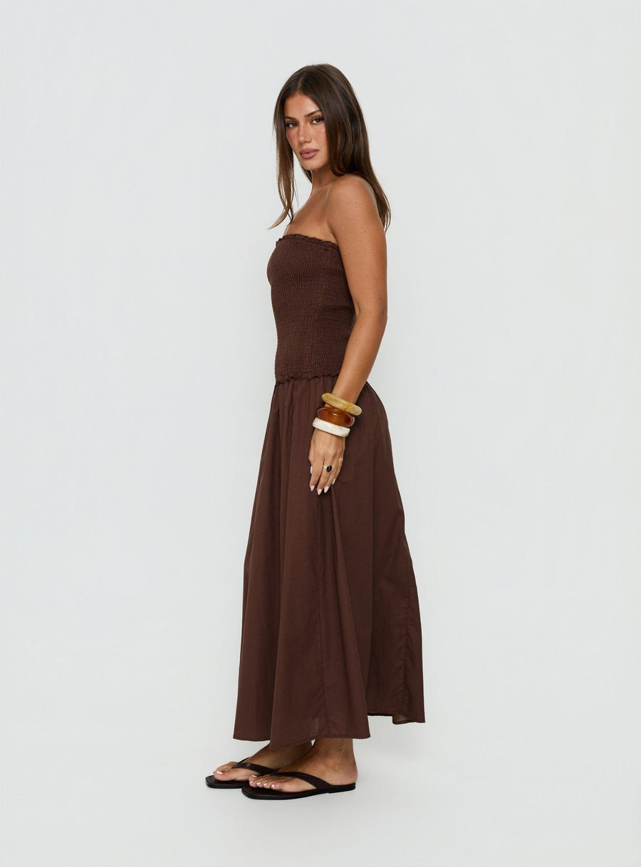 Tinsie Strapless Maxi Dress Chocolate Brown · photo 3