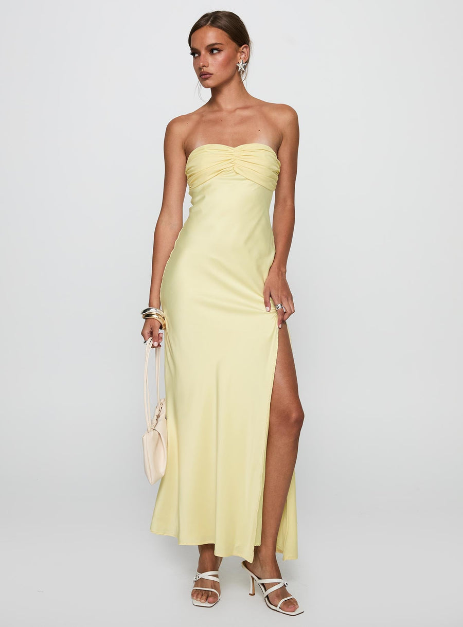 Chevalier Strapless Maxi Dress Lemon · photo 3
