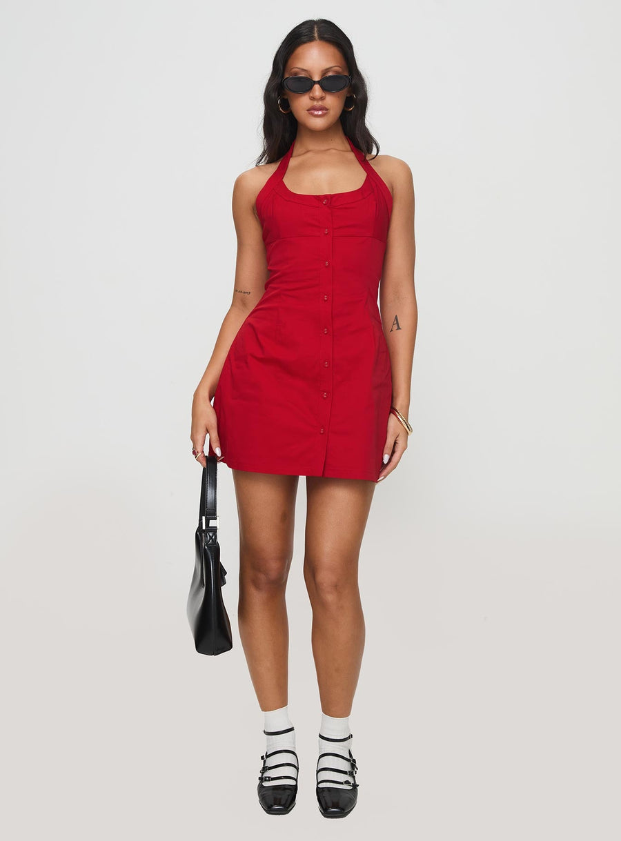 Mallorie Halter Mini Dress Red · photo 5