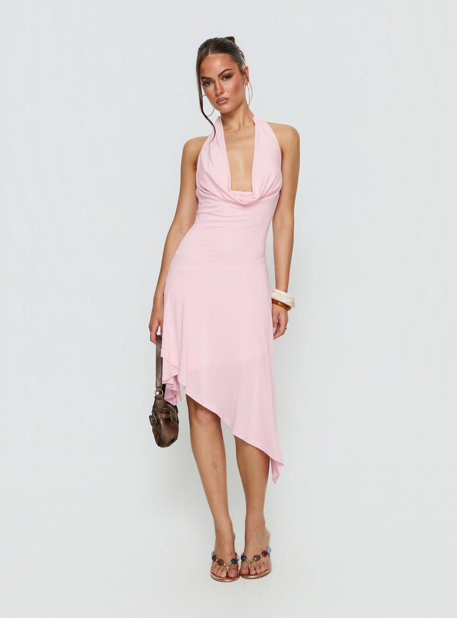 Yesina Halter Jersey Midi Dress Pink · photo 3