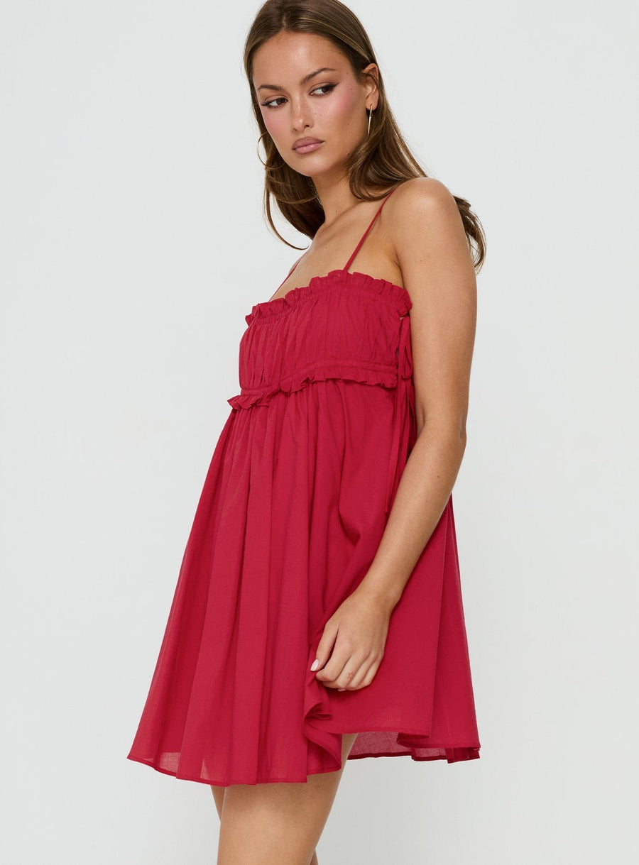 Beya Ruched Bust Mini Dress Red · photo 3
