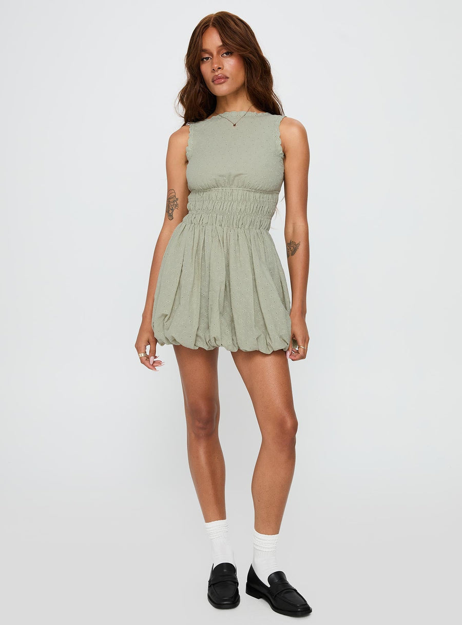Vittoria Bubble Hem Mini Dress Sage · photo 3