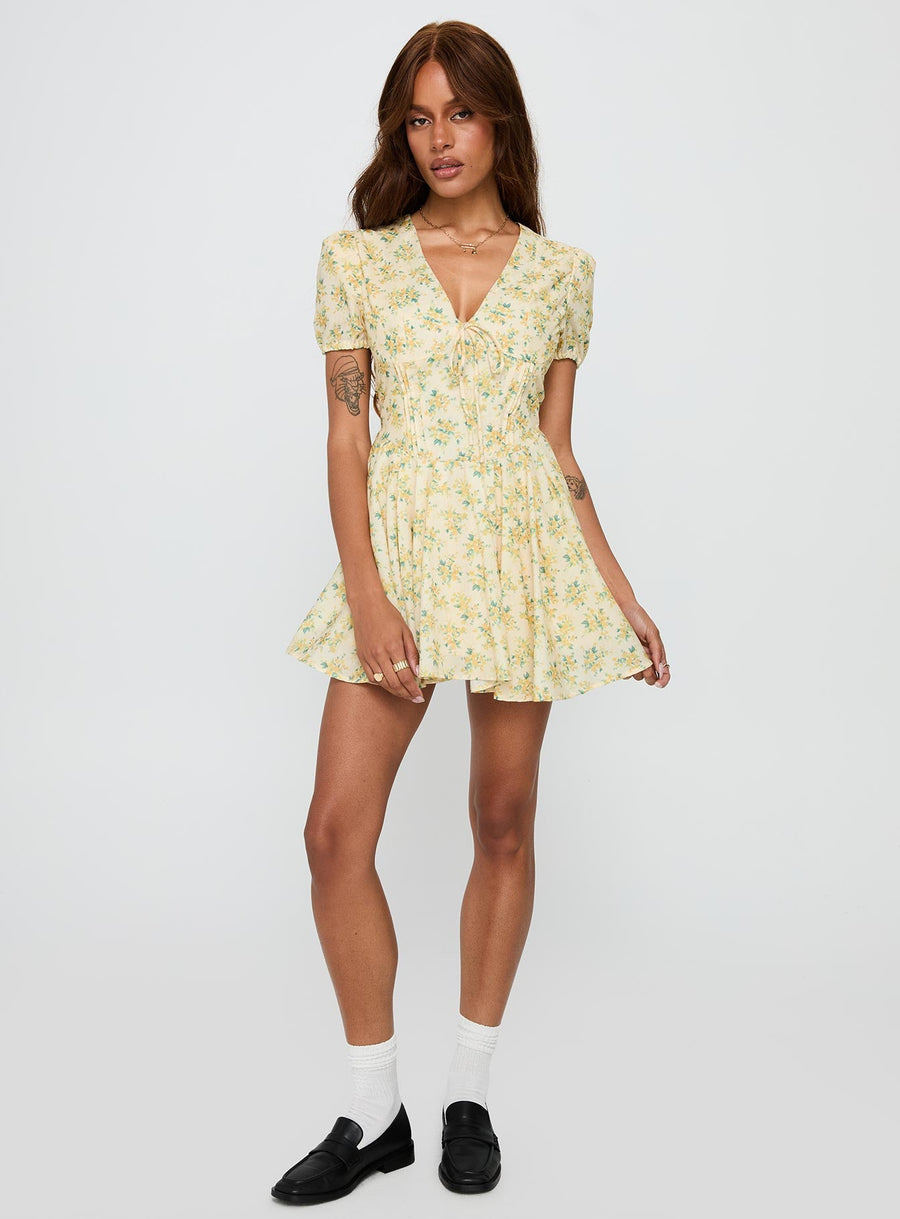 Ethelyn Mini Dress Yellow Floral · photo 3